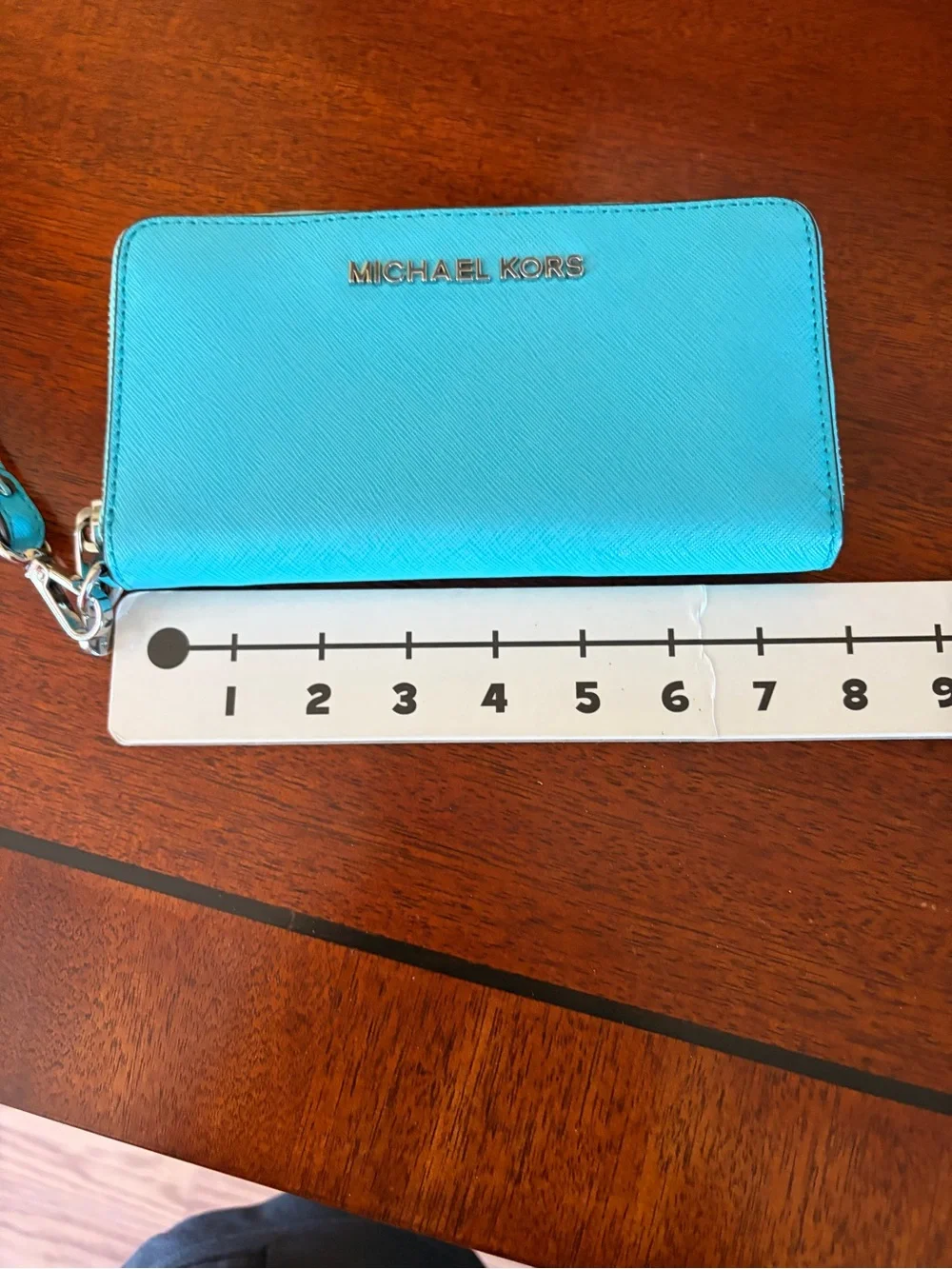 Michael Kors Turquoise Zip Around Wallet Wristlet